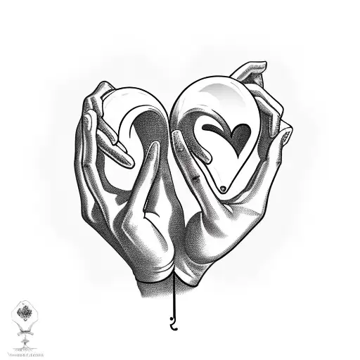 A Strong Hand Holding A Heart-shaped Balloon Filled With Love