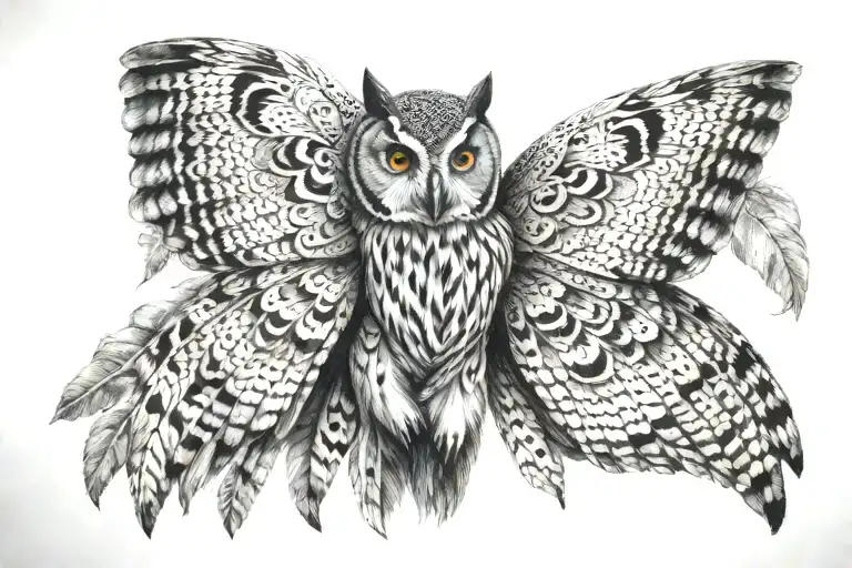 A Butterfly With Wings With The Face Of An Owl Perched