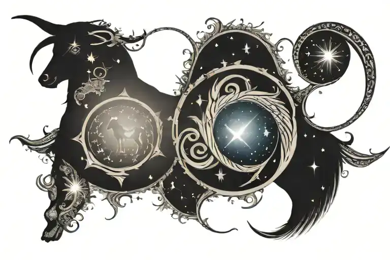 Infinity Symbol With Astrological Signs Taurus And Virgo With Stars Incorporated