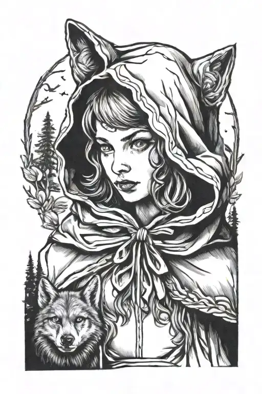 Little Red Riding Hood Dark Tattoo Design