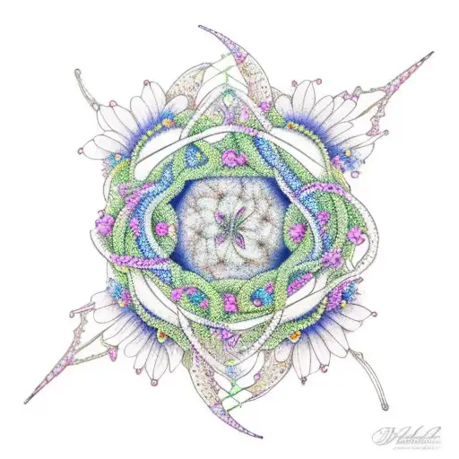 Dna Helix With Delicate Flowers