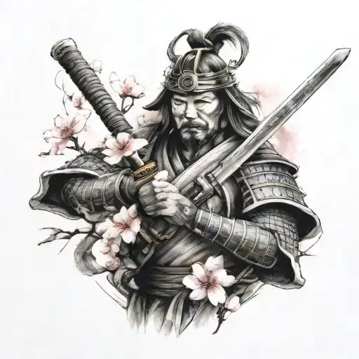 Samurai And Cherry Blossom