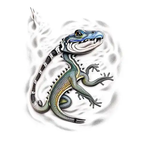 Salamandra Saliendo Piel 3D