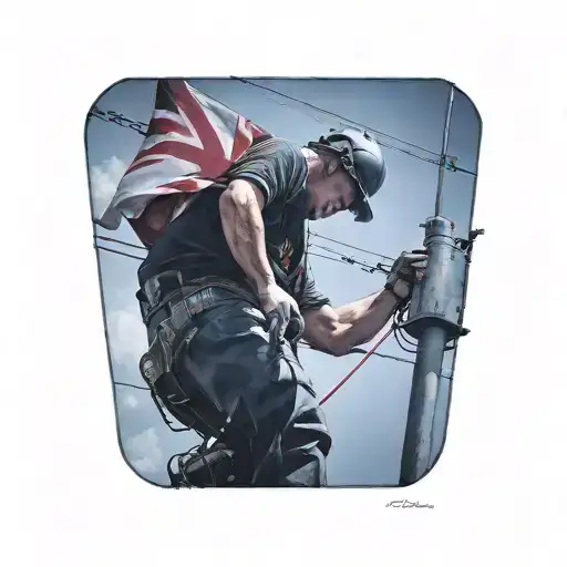 Child Who Is A Lineman Working On Power With A Canadian Flag