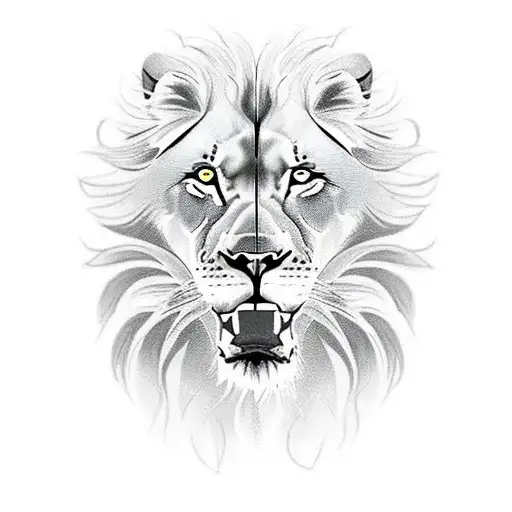 Lion And Wolf Staring At Each Other