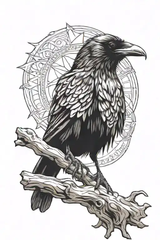 Raven Perched On Top