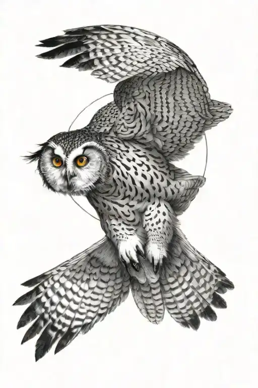 Owl Flying In Front Of Moon