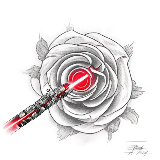 Red Lightsaber With Floral Background