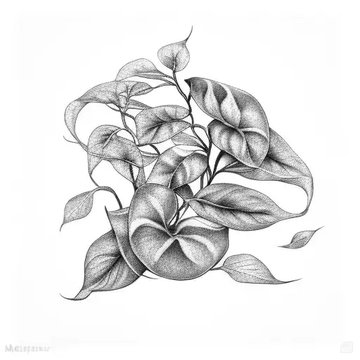 Golden Pothos Plant Forearm Viny Black White