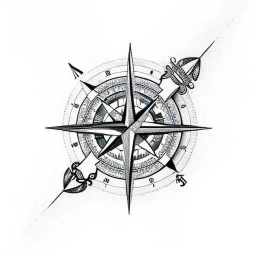Compass With Axes Surrounding It