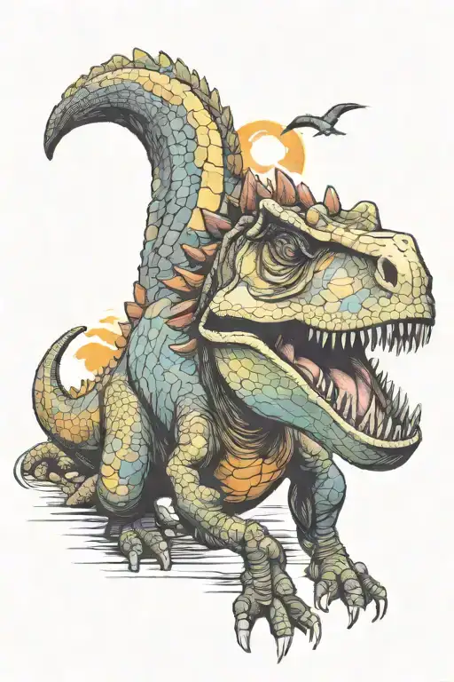 Dinosaur With Autism Colors Sunset