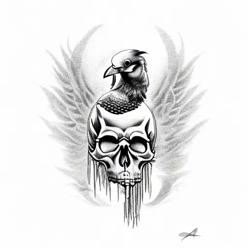 Skull With Raven