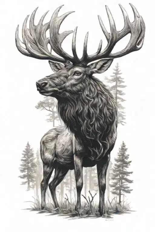 Dark Forest Elk Standing
