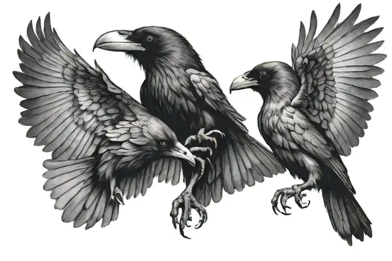Two Raven Fighting