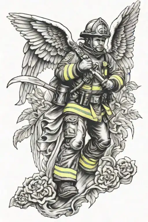 Firefighter Guardian Angel Protecting