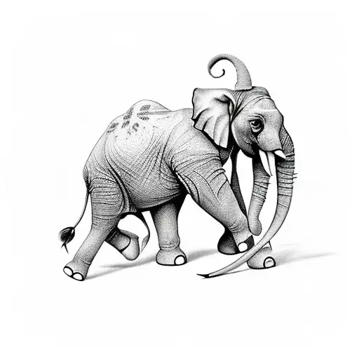 Plants With An Elephant And Great Horned Owl