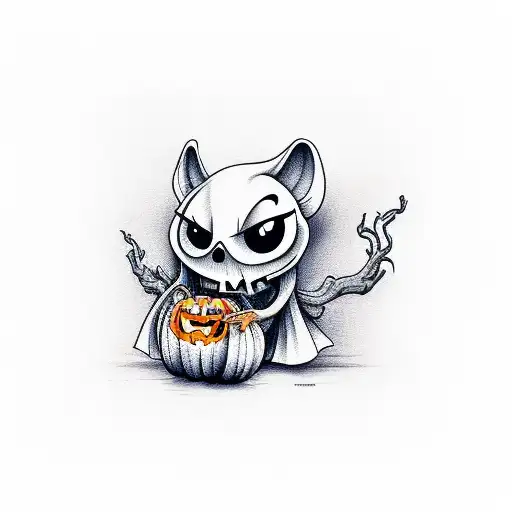 Ghost With Pumpkin In Hands