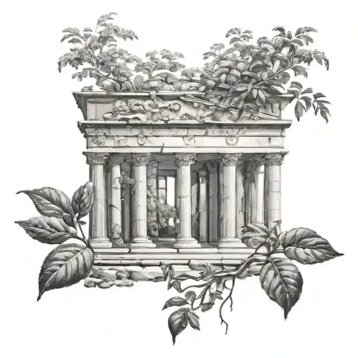 Roman Ruins Plants Intertwined