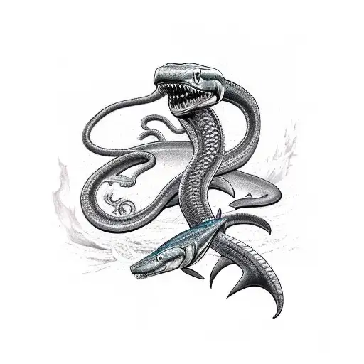 Snake And Shark Attacking Each Other Sleeve