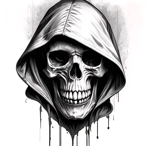 Hooded Skull Looking Downward