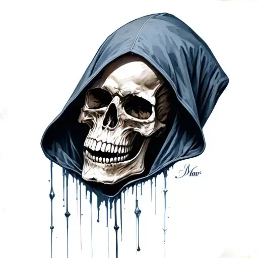 Hooded Skull Looking Downward