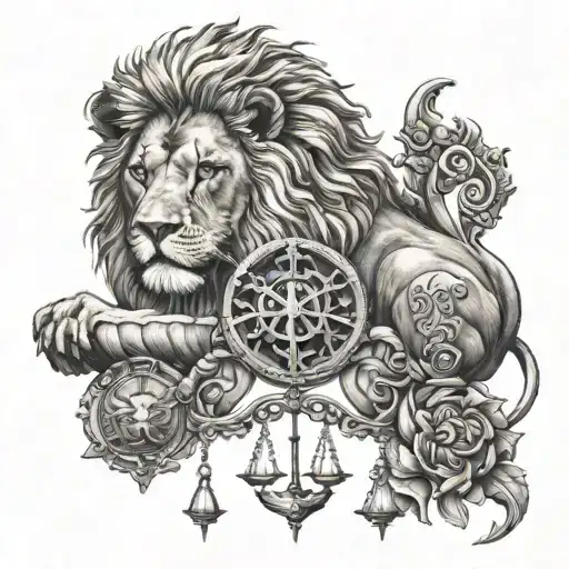 Lion And Scales Representing Law