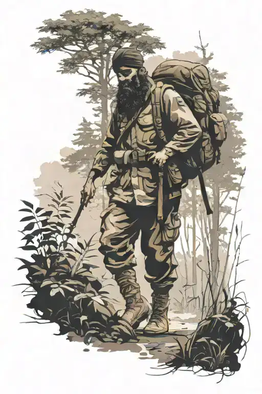 Mental Health Trauma Sikh Solider Walking Through A Forest