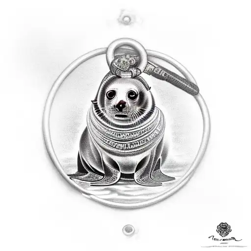 Circus Seal Pup In A Ring Of Fire