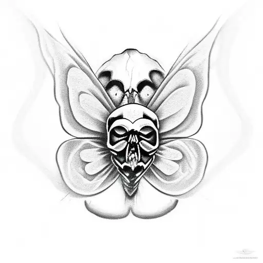 Butterfly With A Skull Coming Out Of Its Wings