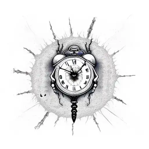 Skull And Dragonfly On Table Corner With A Clock Melting Off The Side Dripping Into A Galaxy