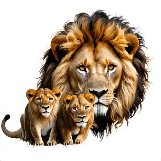 Lion And Family