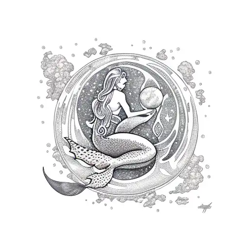 Mermaid Sitting In The Moon