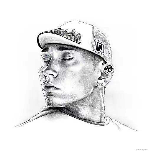 Eminem's Intense Portrait With Intricate Details And Shading