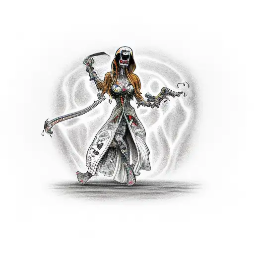 Grim Reaper Dancing With Woman In Catrina Dress