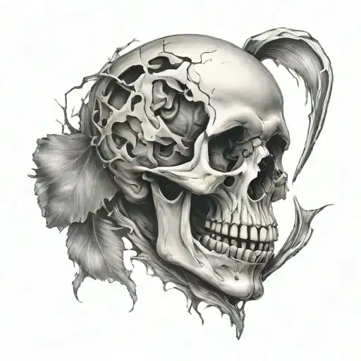 Skull In Broken Heart Shape