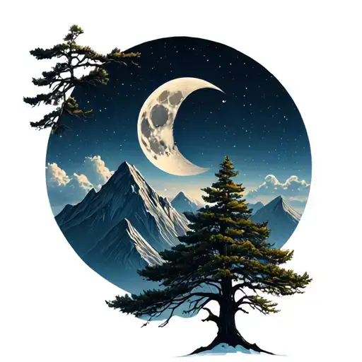 A Tree A Moon And A Mountain