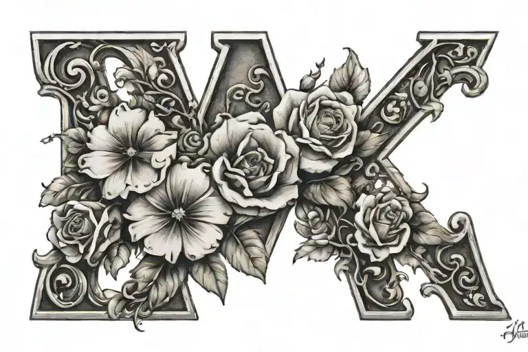 The Name Karmyne Phillips In Disney Letter With Flowers