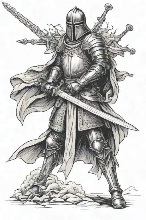 Holy Knight Holding A Sword