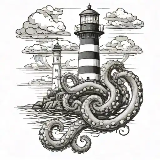 Octopus Wrapped Around A Lighthouse