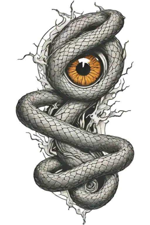 Snake Wrapped Around Shoulder And Sharingan Eye And Pain And Lightning