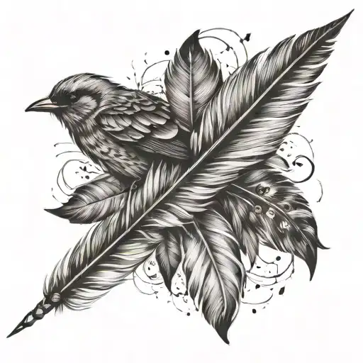 An Arrow Turning Into A Bird Feather With Birds Flying Away