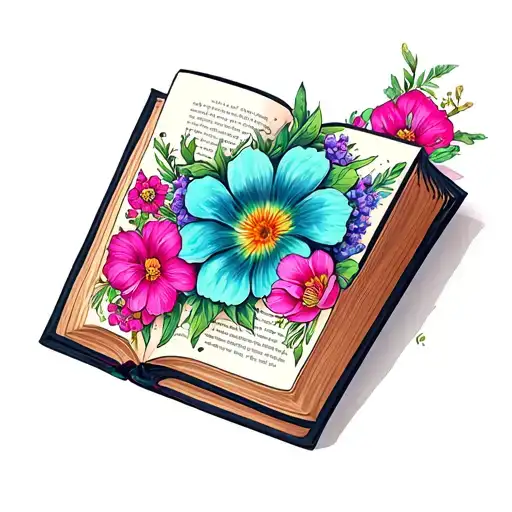 Book Surrounded By Bold Floral