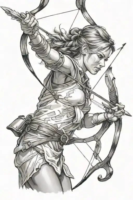 Female Archer Shooting An Arrow