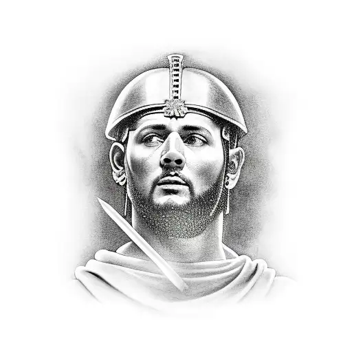 Roman Solider Next To The Colosseum