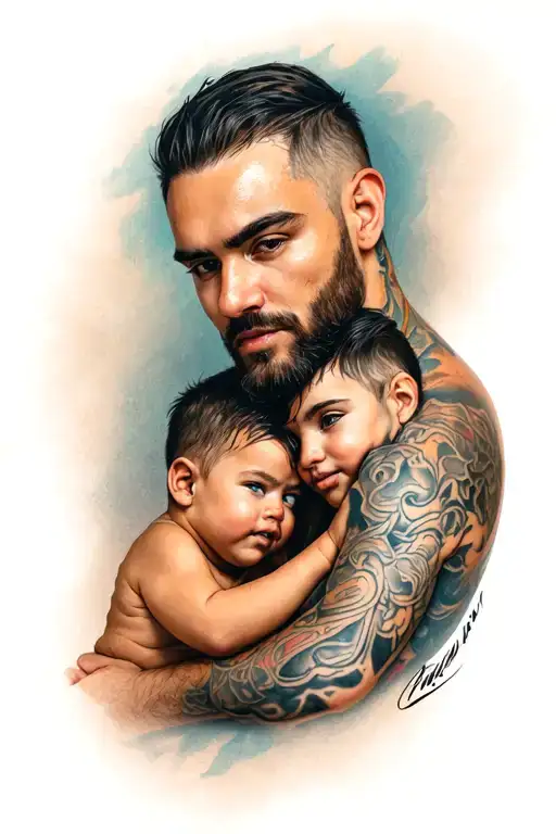 Tattoo For A Man With His Son Yegor