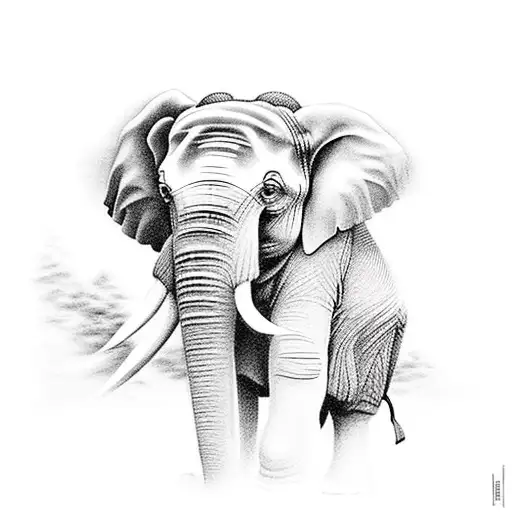 Elephant Looking At A Buddha Statue