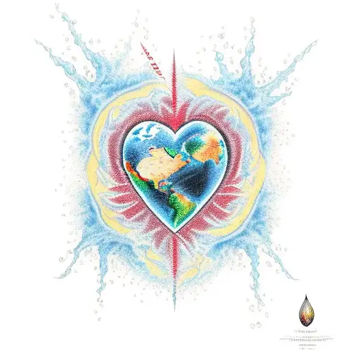 Four Elements Earth Fire Water Wind In A Heart