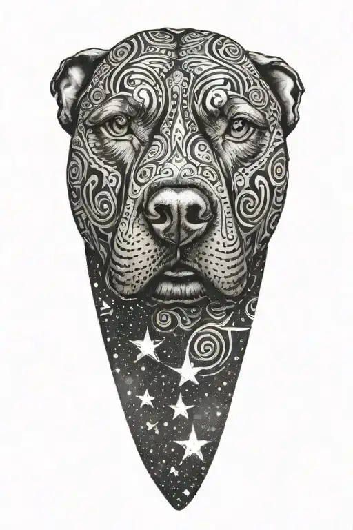 Pitbull Dog With Background Of Stars