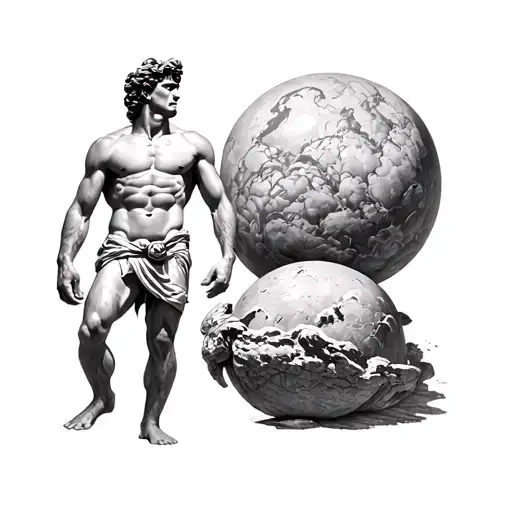 Can You Create Me A Tattoo That Depicts The Greek Titan Atlas And Also Sisyphus