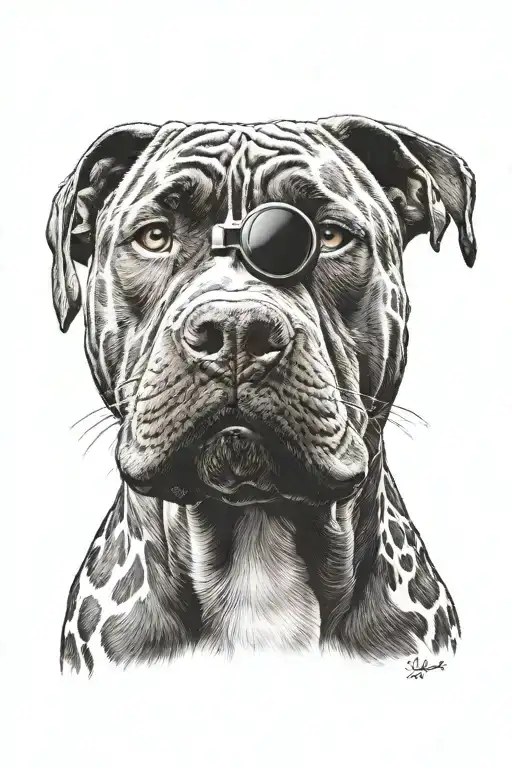 Pitbull Head With Background Looking Through Lens